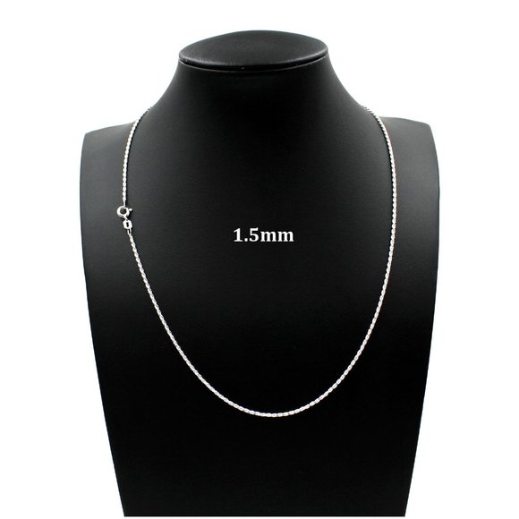 Real 925 SOLID Sterling Silver 1.5mm Rope Chain Necklace 24" inch
